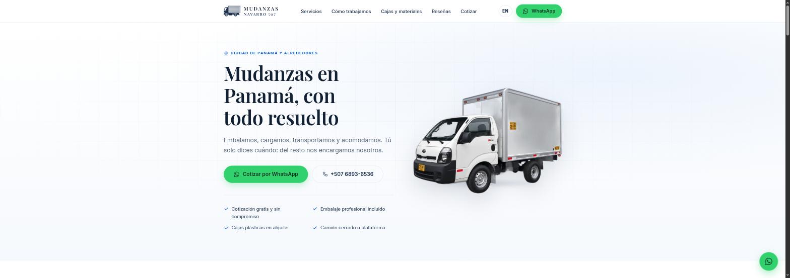 Portada del sitio de Mudanzas Navarro 507